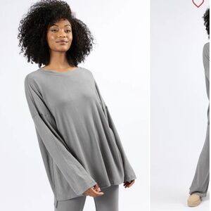 Pink Lily grey ribbed set